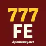 Yellow "777" and white "FE" text on a maroon background, with "Apkmoney.net" written below in smaller font.