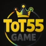 Logo of "Tot55 Game" featuring bold yellow text and a crown, set against a dark background with a colorful circular outline.