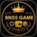 Golden casino-themed logo with a crown, poker chips, playing cards, and dice, centered around the text "BN55 Game." Elegant and luxurious design.