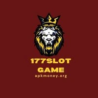 Logo featuring a crowned lion head with the text "177SLOT GAME" and "apkmoney.org" against a maroon background.