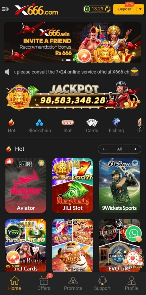 X666 Game: Casino app displayed on the app store, featuring vibrant graphics and a download button.